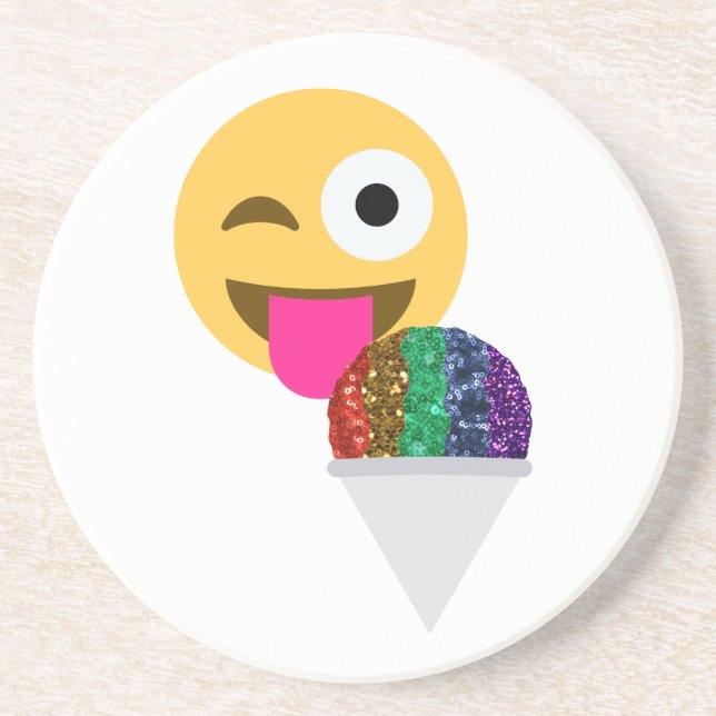 glitter wink emoji coaster (Front)