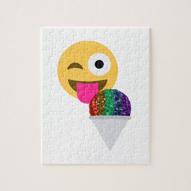 glitter wink emoji jigsaw puzzle (Vertical)