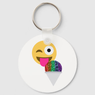 glitter wink emoji key ring