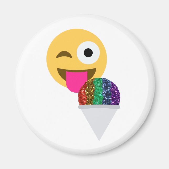 glitter wink emoji magnet (Front)