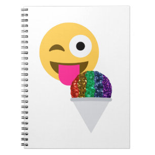glitter wink emoji notebook