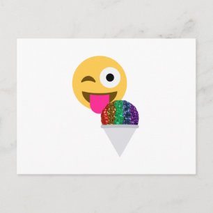 glitter wink emoji postcard