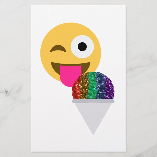 glitter wink emoji stationery (Front)