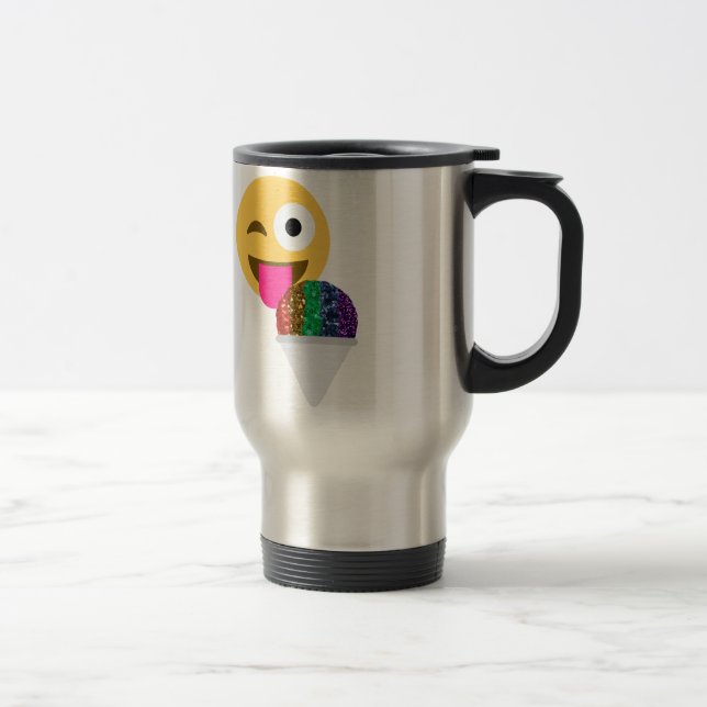 glitter wink emoji travel mug (Right)