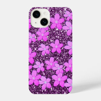 glitter with flowers iPhone 14 case