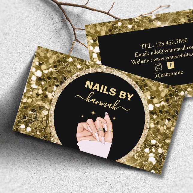 Glitter Woman Hand Nail salon Business Card (Creator Uploaded)