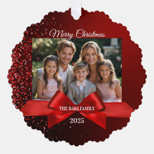 Glitter Wonderland Family Photo Christmas Ornament