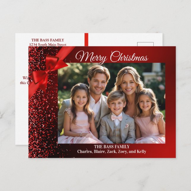 Glitter Wonderland Holiday Photo Postcards (Front/Back)