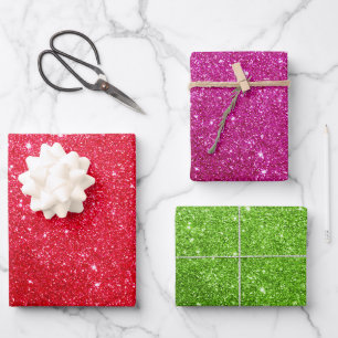 Glitter Wrapping Paper Red Pink Green Gift Wrap