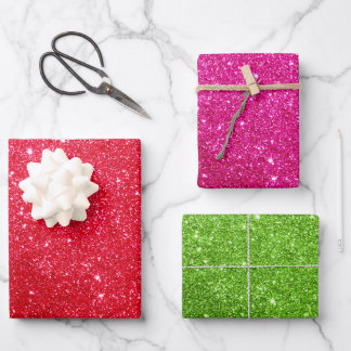 Glitter Wrapping Paper Red Pink Green Gift Wrap