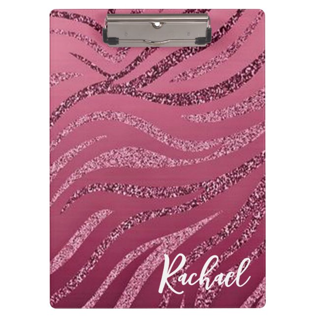 Glitter Zebra Stripes Clipboard (Front)