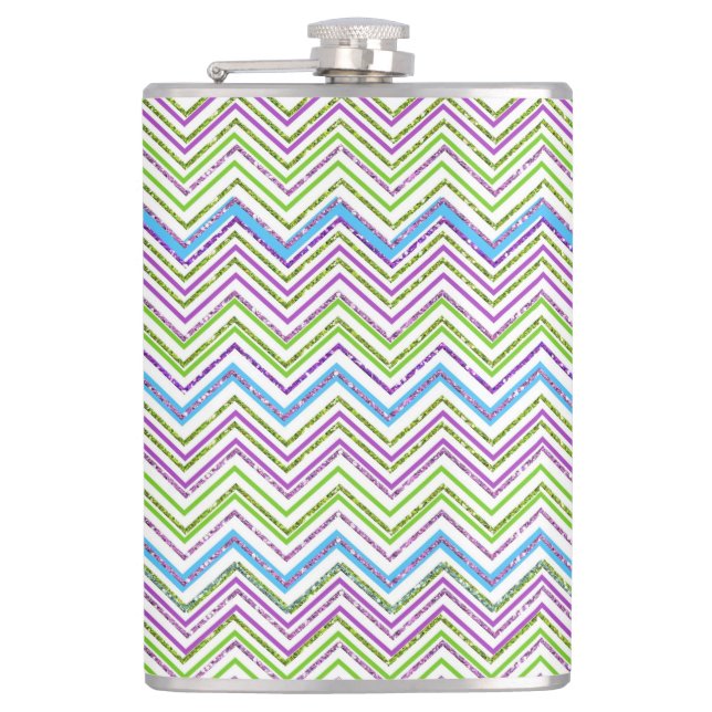 Glitter Zig Zag Hip Flask (Front)
