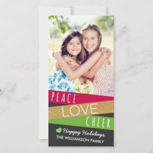 Glitter Zig Zag Holiday Photo Card / Red Green