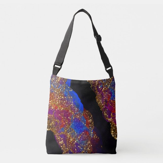 Glittered Alcohol Ink Crossbody Bag (Front)