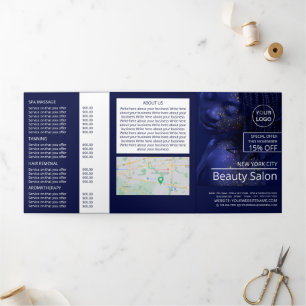 Glittered Model, Beauty Salon Tri-Fold Flyer Invitation