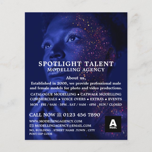 Glittered Model, Modelling Agency, Model Agent Flyer (Front)
