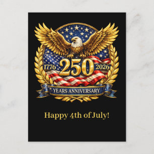 Glittered Semiquincentennial Eagle Emblem  Holiday Postcard