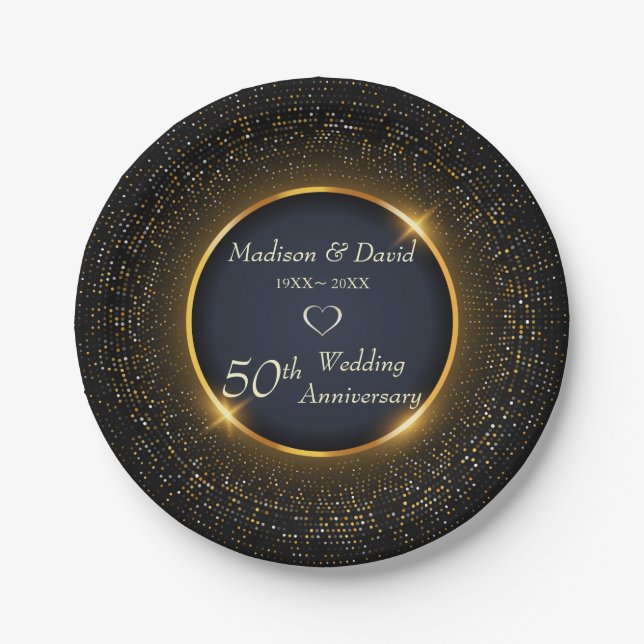 Glittering Anniversary Paper Plate (Front)