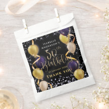 Glittering Balloons 50th Birthday Black