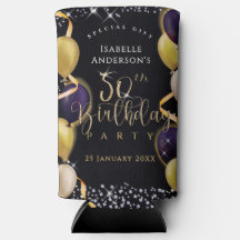 Glittering Balloons 50th Birthday Black