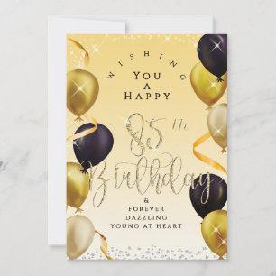 Glittering Balloons 85th Happy Birthday Purple Card