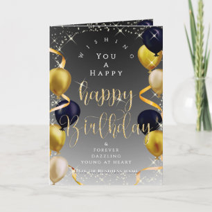 Glittering Balloons Business Birthday Grey Card