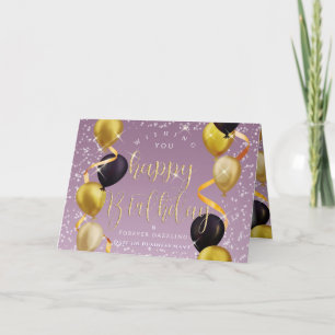 Glittering Balloons Business Birthday Purple Card