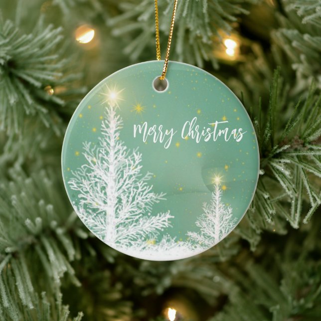 Glittering Blue Background with Christmas Tree Ceramic Tree Decoration (Tree)