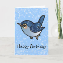 Glittering Blue Bird - Birthday