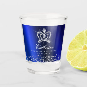 Glittering Crown Birthday Blue Shot Glass