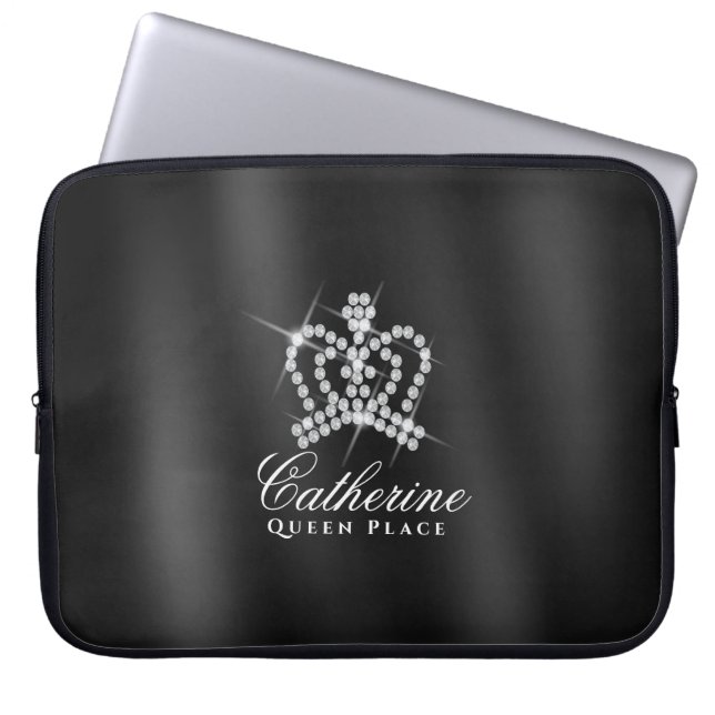 Glittering Crown Black Grey Laptop Sleeve (Front)