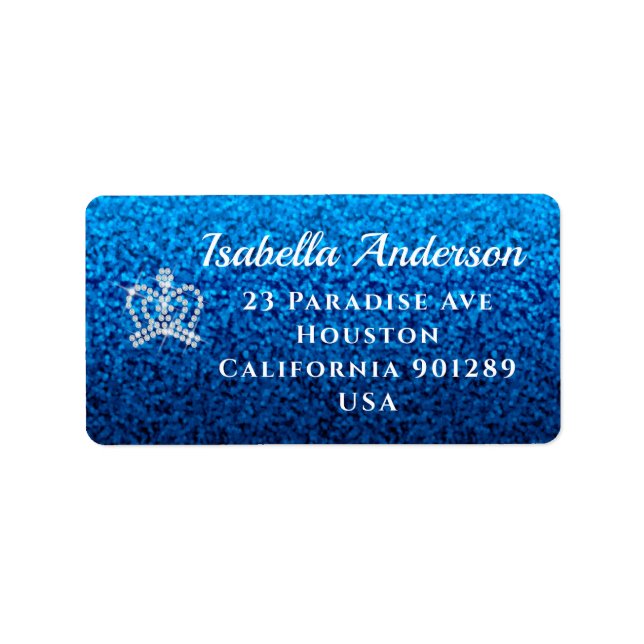 Glittering Crown Blue Address Label (Front)