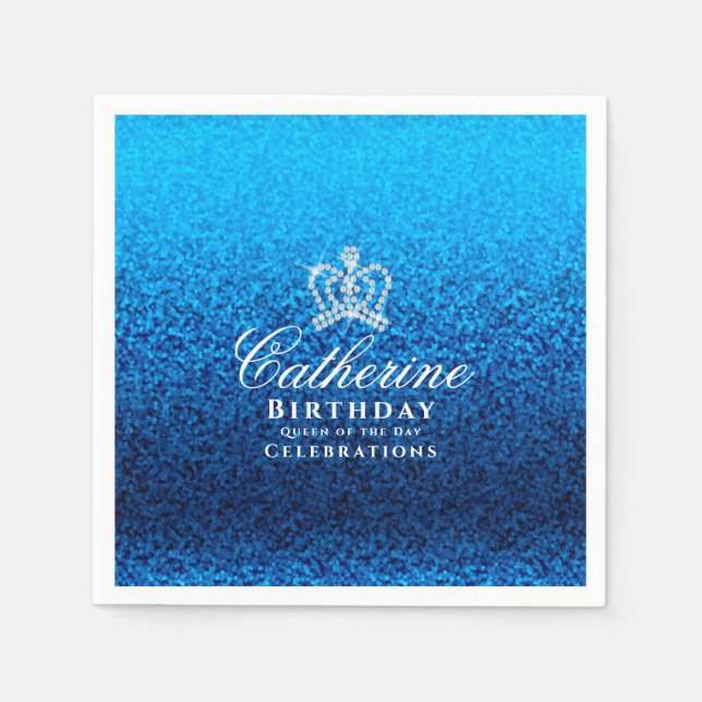 Glittering Crown Blue  Napkin (Front)