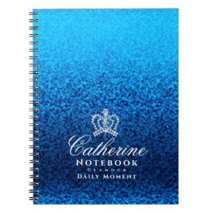 Glittering Crown Blue Notebook