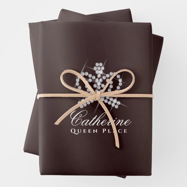 Glittering Crown Brown Wrapping Paper Sheet (In situ)