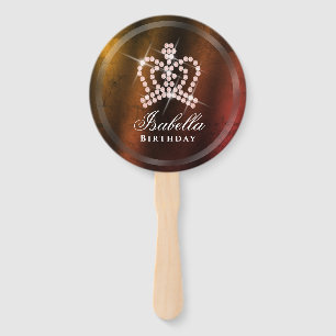 Glittering Crown Gold Hand Fan
