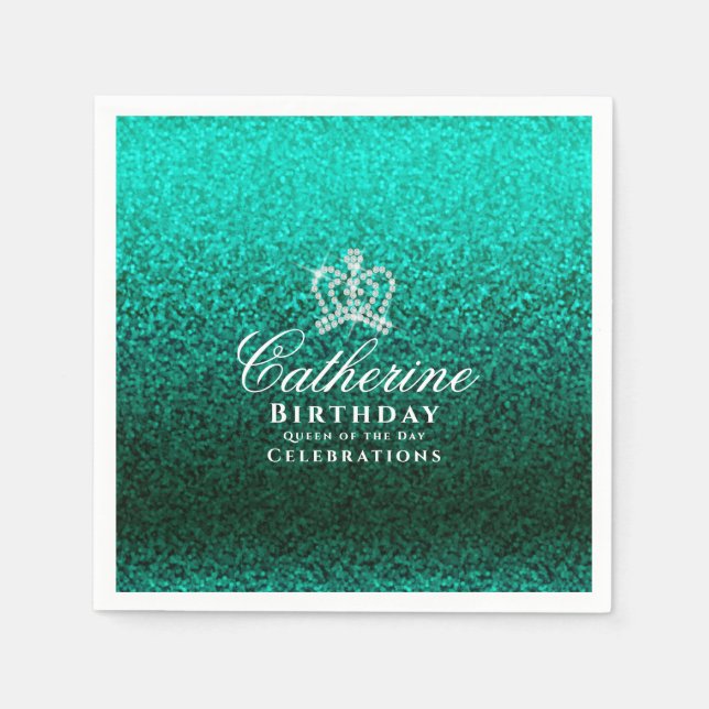 Glittering Crown Green  Napkin (Front)