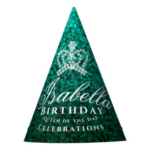 Glittering Crown Green  Party Hat