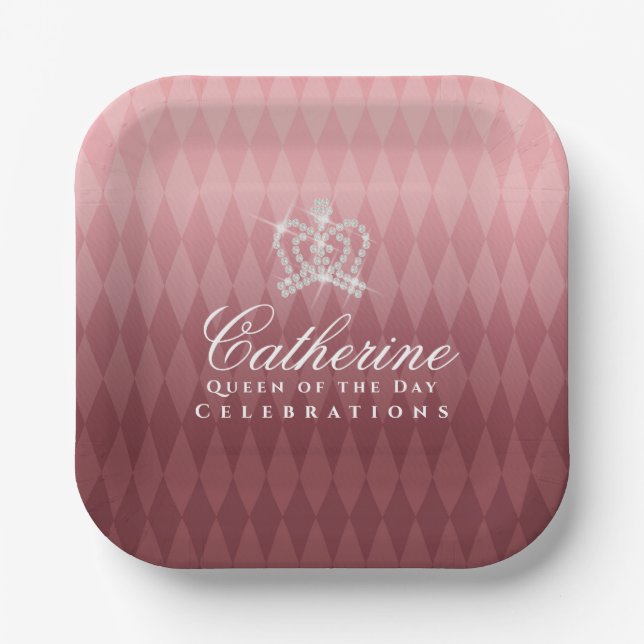 Glittering Crown Luxury Brown Paper Plate (Front)