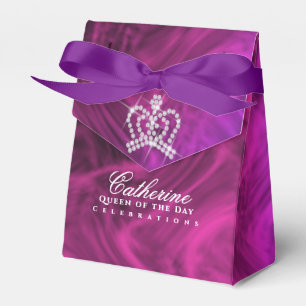 Glittering Crown Luxury Magenta Favour Box