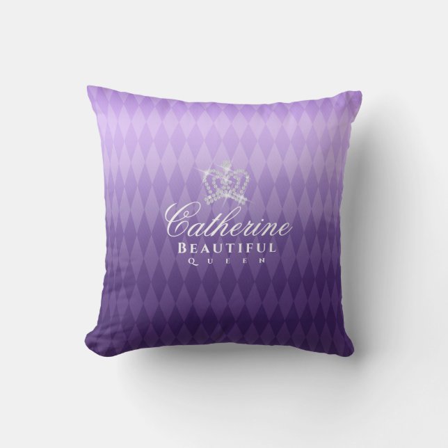Glittering Crown Luxury Purple Cushion (Front)