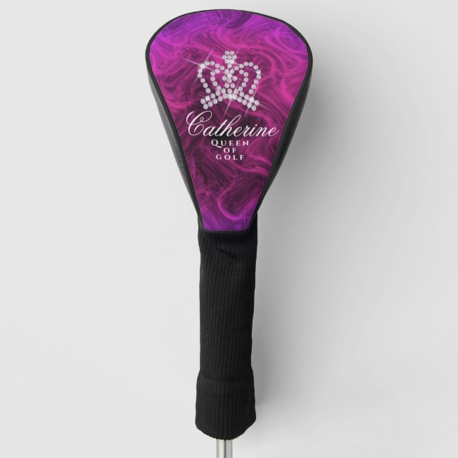 Glittering Crown Magenta Golf Head Cover (Front)
