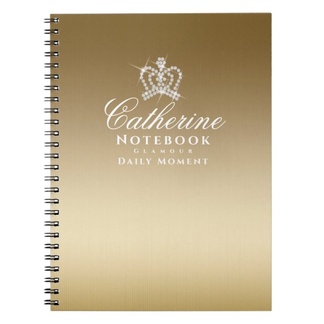 Glittering Crown Metallic Gold Notebook (Front)