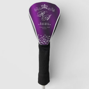 Glittering Crown Monogram Magenta Golf Head Cover
