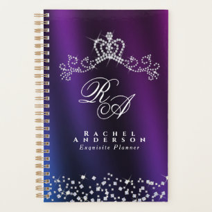 Glittering Crown Monogram Purple Blue Planner