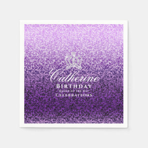 Glittering Crown Purple Napkin