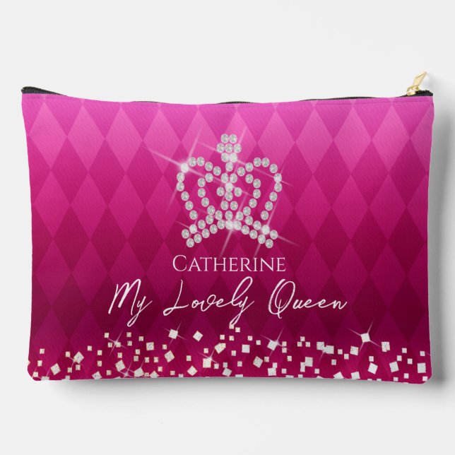 Glittering Crown Red Accessory Pouch (Back)