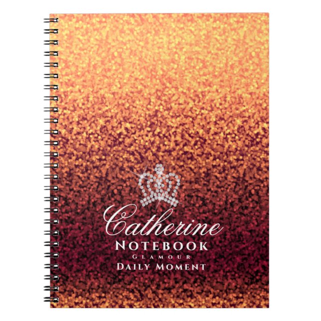 Glittering Crown Red Gold Notebook (Front)