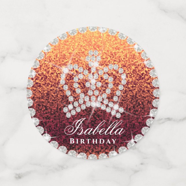 Glittering Crown Red Gold Table Confetti (Medium Front)