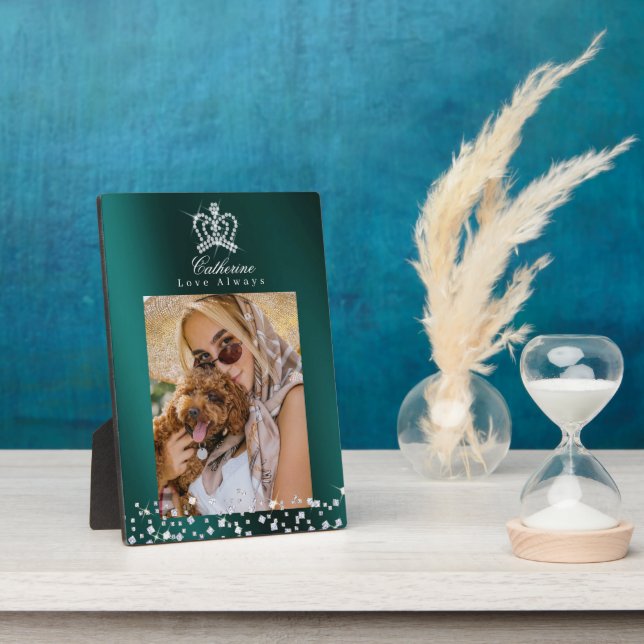 Glittering Crown Teal Plaque (Side)